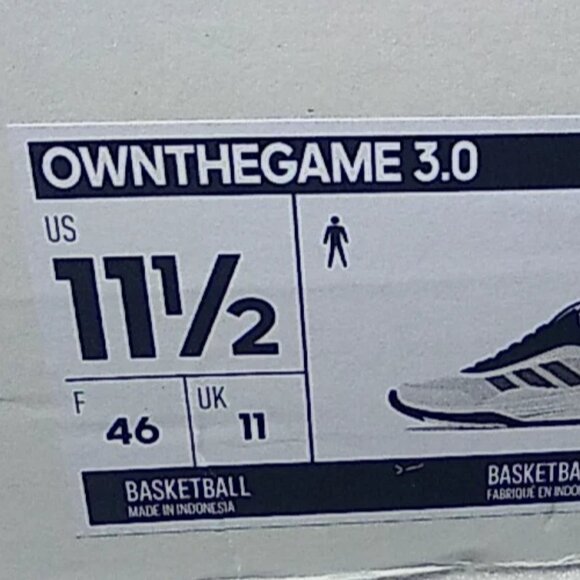 Adidas Own The Game 3.0 Mens 11.5 Cloud White Black Basketball Shoe IF4565 NEW main image 5